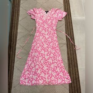 maxi bright pink floral dress